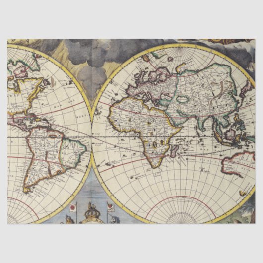 Oude Kaart Reeks 1 Ontwerp 5 Tissuepapier (Voorkant)