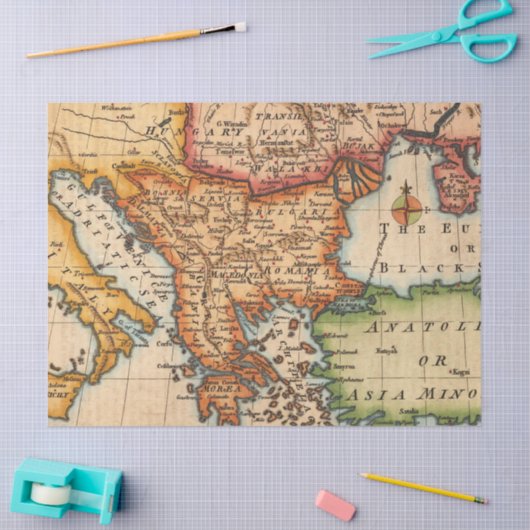 Oude Kaart Reeks 1 Ontwerp 6 Tissuepapier (Craft)