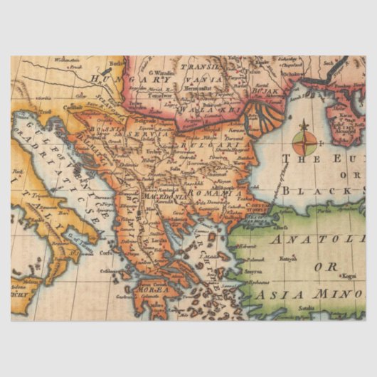 Oude Kaart Reeks 1 Ontwerp 6 Tissuepapier (Voorkant)