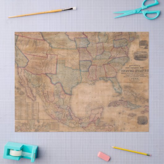 Oude Kaart Reeks 1 Ontwerp 8 Tissuepapier (Craft)