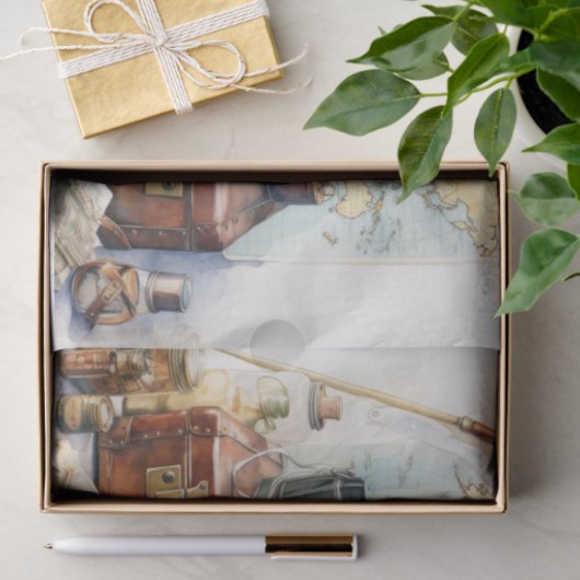 Oude Kaart Reizen Thema Decoupage Print Tissuepapier (Geschenk)
