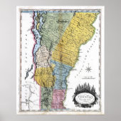 Oude kaart van 1814 Vermont Poster (Voorkant)