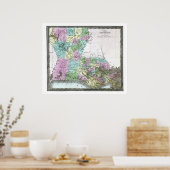 Oude kaart van 1848 Louisiana Poster (Keuken)