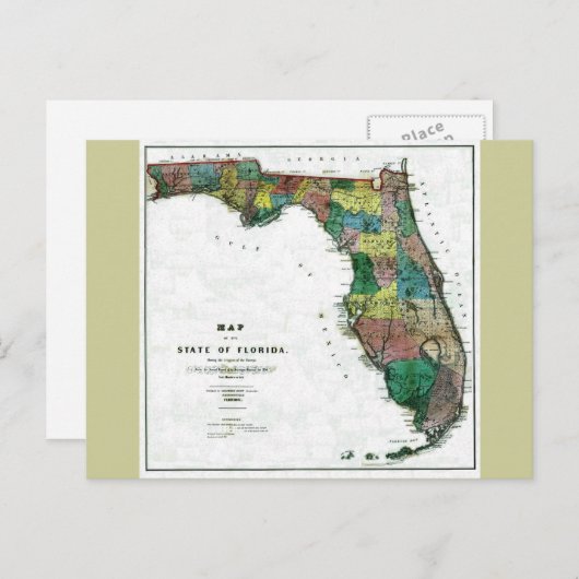 Oude kaart van 1856 Florida (Voorkant / Achterkant)