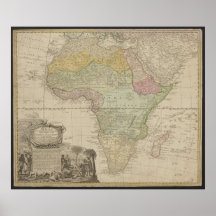 Oude kaart van Afrika, Afrika print, 1737