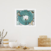 Oude kaart van Antarctica Poster (Keuken)