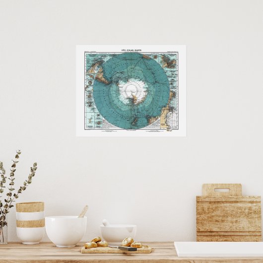 Oude kaart van Antarctica Poster (Keuken)