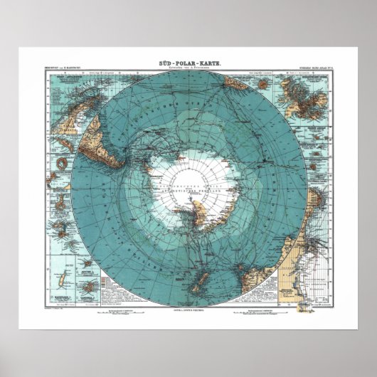 Oude kaart van Antarctica Poster (Voorkant)