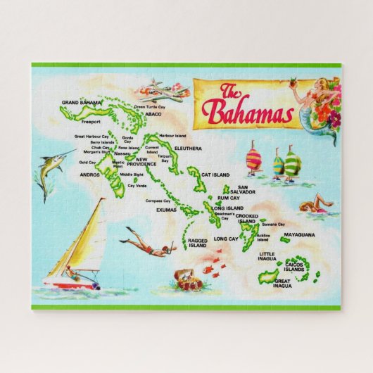 Oude kaart van Bahama-eilanden Legpuzzel (Horizontaal)