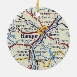 Oude kaart van Bangor Maine Keramisch Ornament