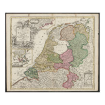 Oude kaart van België en Nederland uit 1702-1707