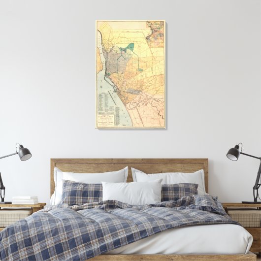 Oude kaart van Buffalo New York 1891 Canvas Afdruk (Insitu (Slaapkamer))