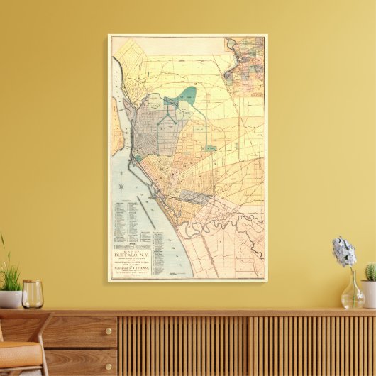 Oude kaart van Buffalo New York 1891 Canvas Afdruk (Insitu (Woonkamer))