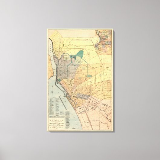 Oude kaart van Buffalo New York 1891 Canvas Afdruk (Voorkant)