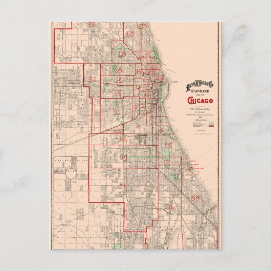  Oude Kaart van Chicago - 1893 (Voorkant)