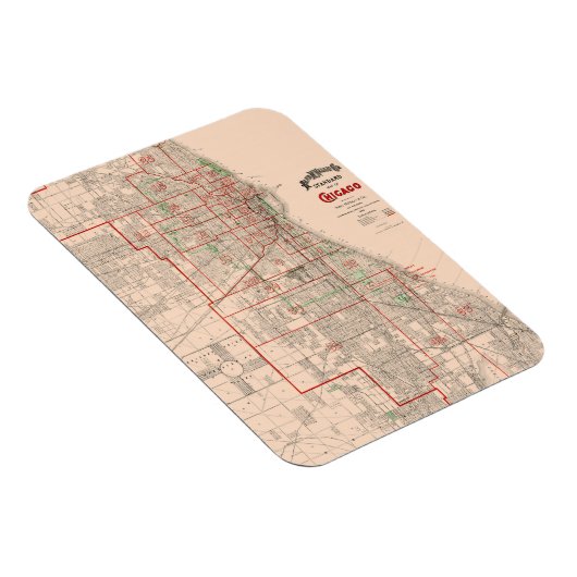  oude kaart van Chicago - 1893 Magneet (Rechterzijde)