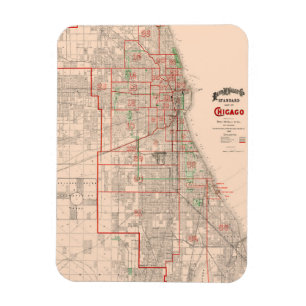  oude kaart van Chicago - 1893 Magneet