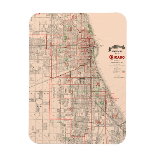  oude kaart van Chicago - 1893 Magneet (Verticaal)