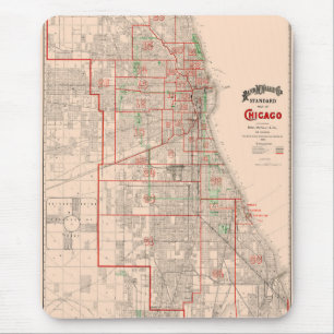  Oude Kaart van Chicago - 1893 Muismat