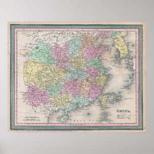 Oude kaart van China, 1853 Poster