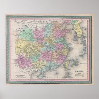 Oude kaart van China, 1853 Poster