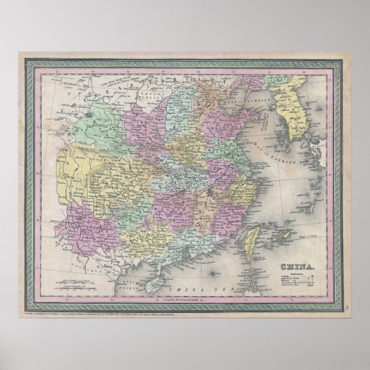 Oude kaart van China, 1853 Poster (Voorkant)