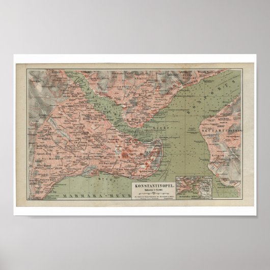 Oude kaart van Constantinopel Poster (Voorkant)