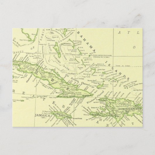 Oude kaart van Cuba, Caribische eilanden & Bahama' (Voorkant)