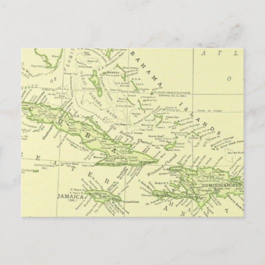 Oude kaart van Cuba, Caribische eilanden & Bahama' (Voorkant)