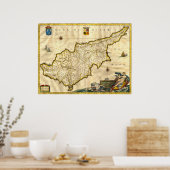 Oude Kaart van Cyprus Poster (Keuken)