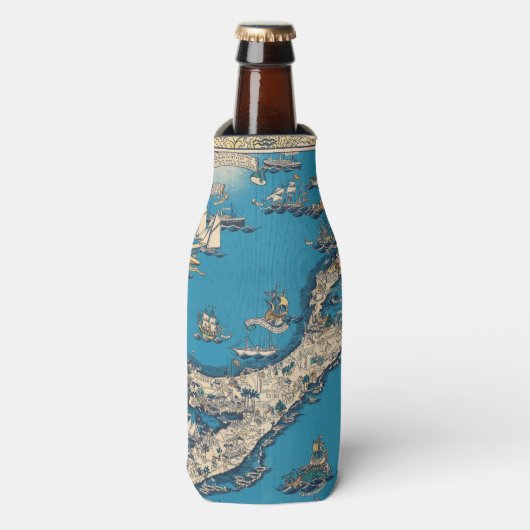  Oude Kaart van de Bermudaeilanden Flesjeskoeler (Fles Voorkant)