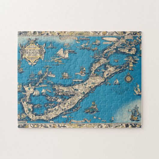 Oude Kaart van de Bermudaeilanden Legpuzzel (Horizontaal)