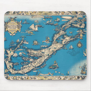  Oude Kaart van de Bermudaeilanden Muismat