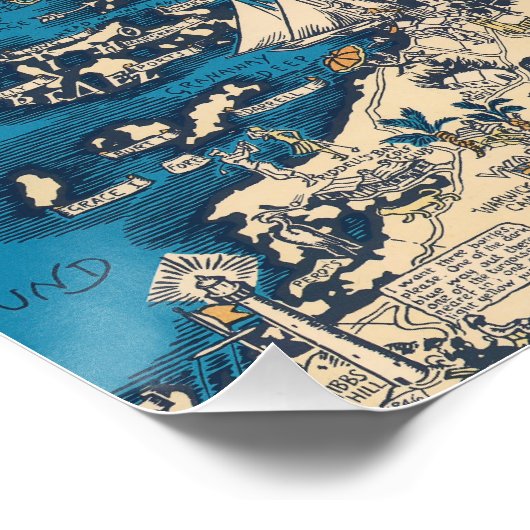  Oude Kaart van de Bermudaeilanden Perfect Poster (Hoek)