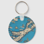 Oude Kaart van de Bermudaeilanden Sleutelhanger (Voorkant)