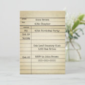 Oude Kaart van de Bibliotheek 40th Birthday Party (Staand voorkant)