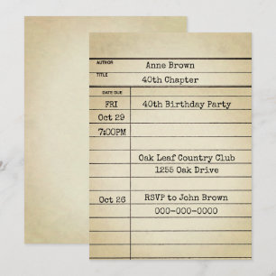 Oude Kaart van de Bibliotheek 40th Birthday Party