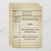 Oude Kaart van de Bibliotheek 74th Birthday Party (Voorkant / Achterkant)