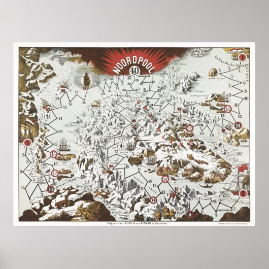 Oude kaart van de noordpool poster (Voorkant)