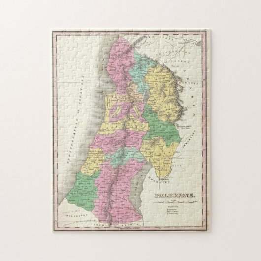 Oude kaart van de Palestijnse staat uit 1827 Legpuzzel (Verticaal)