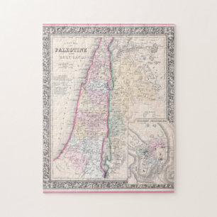 Oude kaart van de Palestijnse staat uit 1864 Legpuzzel