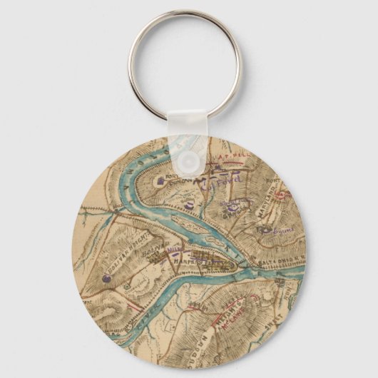 Oude kaart van de Slag bij Harpers Ferry uit de Am Sleutelhanger (Voorkant)