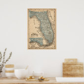 Oude kaart van de staat Florida Poster (Keuken)