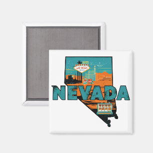 Oude kaart van de staat Nevada USA Reizen Magneet