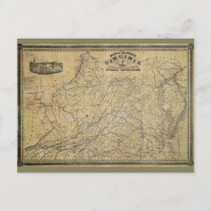 Oude kaart van de staat Virginia (1864)