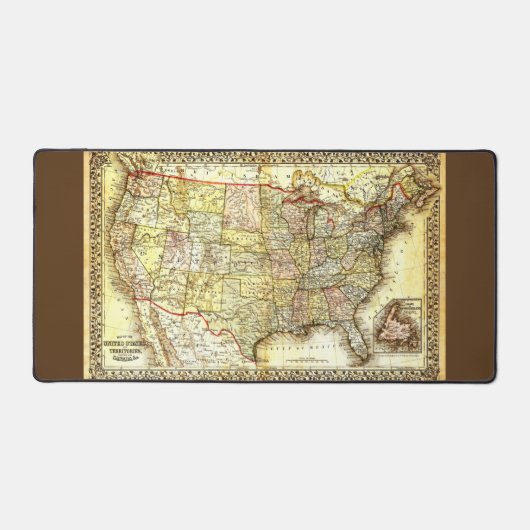 OUDE KAART van de VS Bureaumat (Voorkant)