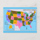 Oude kaart van de VS met de hoofdsteden van de sta (Voorkant)