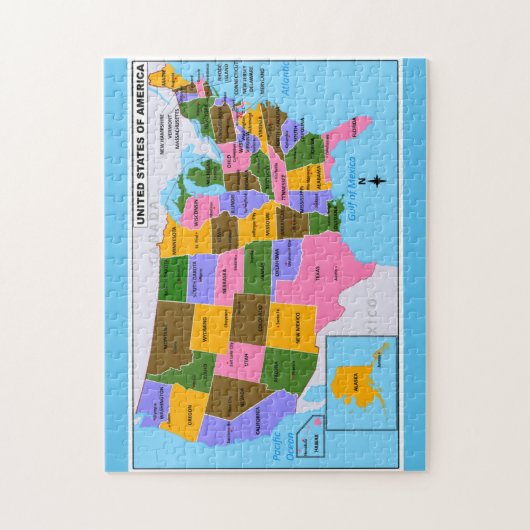 Oude kaart van de VS met de hoofdsteden van de sta Legpuzzel (Verticaal)