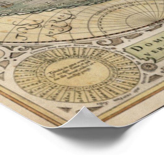 Oude kaart van de wereld 1700 poster (Hoek)