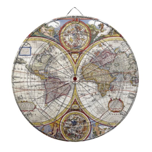 Oude kaart van de wereld dartbord (Voorkant)